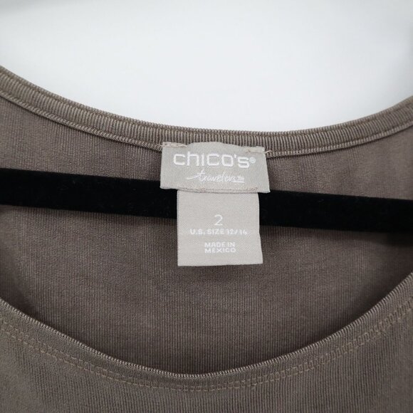 Chico's Travelers Tunic Top Womens 12/14 Brown Boho Modest Classic Earthy Casual - Picture 2 of 16